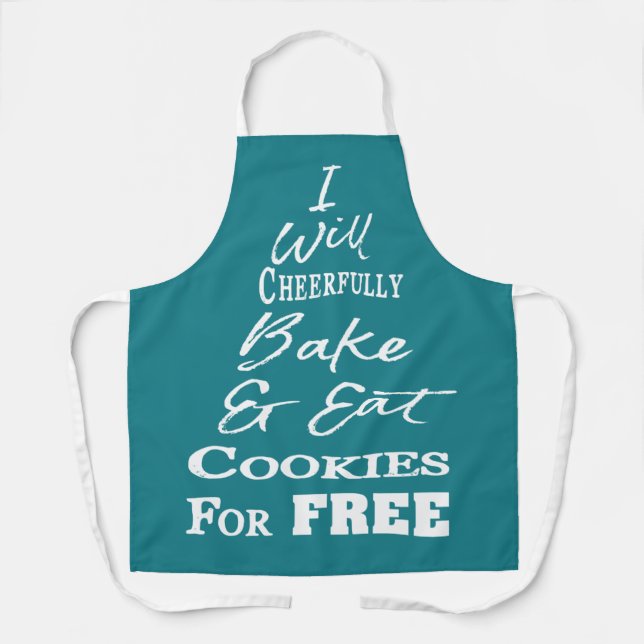 Funny Cookie Baking Crew Blue Teal Christmas Apron (Front)