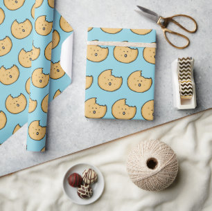 Funny Cookie Cartoon with Bite Wrapping Paper