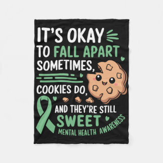 Funny Cookie Mental Health Awareness Fleece Blanket