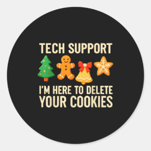 Funny Cookies Christmas Gingerbread Tech Suprt Men Classic Round Sticker