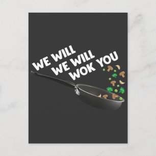 Funny Cooking Asian cuisine Food Pun Cook Wok Chef Postcard