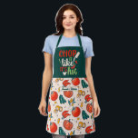 Funny Cooking Chop Like It's Hot Vegetable Pattern Apron<br><div class="desc">Funny and cool apron to make cooking more fun. Personalised gift for family and friends who love cooking,  baking and trying new recipe in the kitchen. Customise the wording to fit your occasion. You can use the Design Tool to further change the font type,  font colour and font size.</div>
