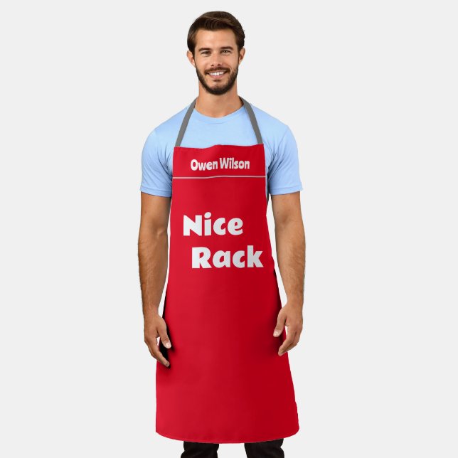 Funny Cooking Humour Aprons, Nice Rack Meme Apron (Worn)