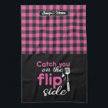 Funny Cooking Pun Catch You on The Flip Side Plaid Tea Towel<br><div class="desc">Funny and cool kitchen towel to make cooking more fun. Personalised gift for family and friends who love cooking, baking and trying new recipe in the kitchen. Customise the wording to fit your occasion. You can use the Design Tool to further change the font type, font colour and font size....</div>