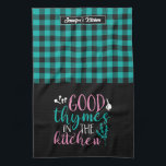 Funny Cooking Pun Good Thymes In The Kitchen Plaid Tea Towel<br><div class="desc">Funny and cool kitchen towel to make cooking more fun. Personalised gift for family and friends who love cooking, baking and trying new recipe in the kitchen. Customise the wording to fit your occasion. You can use the Design Tool to further change the font type, font colour and font size....</div>