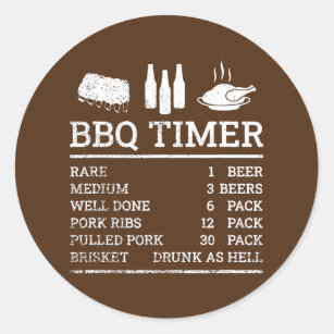 Funny Cooking Timer Barbecue Meat Smoker Classic Round Sticker