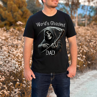 Funny Cool Black Grim Reaper World's Ghoulest Dad T-Shirt