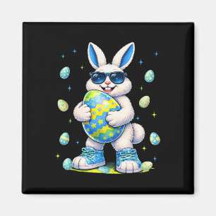 Funny Cool Bunny Easter Rabbit Easter Egg Men Boy Magnet