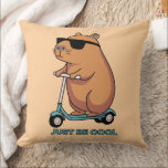 Funny Cool Capybara Scooter Vibes Cushion<br><div class="desc">A chill capybara riding a scooter with sunglasses and a “just be cool” attitude. This fun and minimalist design is perfect for anyone who loves capybaras, cute animals, and laid-back vibes. Great for stickers, t-shirts, hoodies, mugs, phone cases, and gifts for friends who keep it cool no matter what. Perfect...</div>