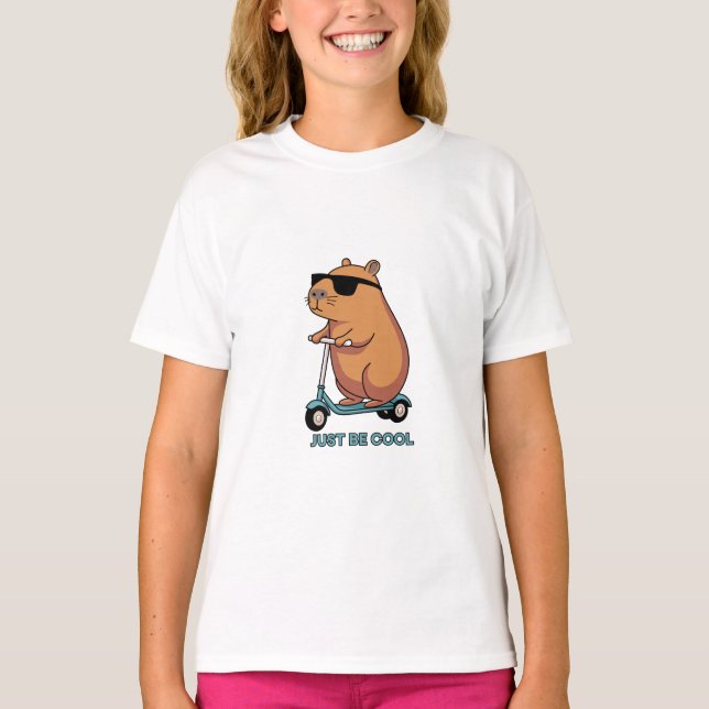 Funny Cool Capybara Scooter Vibes T-Shirt (Front)