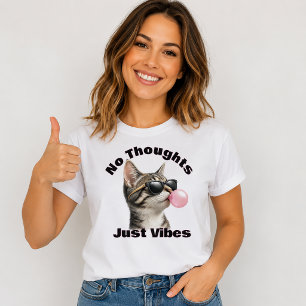 Funny Cool Cat Just Vibes T-Shirt
