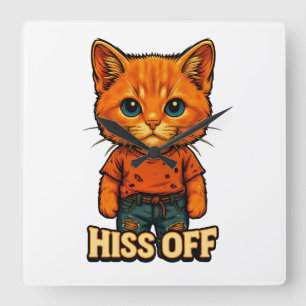 Funny Cool Cat Quote Tee Square Wall Clock