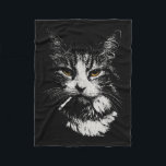 Funny Cool Cat Smoking Funny Meme Cigarette Cat Ga Fleece Blanket<br><div class="desc">Funny Cool Cat Smoking Funny Meme Cigarette Cat Gang Vintage</div>