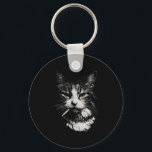 Funny Cool Cat Smoking Funny Meme Cigarette Cat Ga Key Ring<br><div class="desc">Funny Cool Cat Smoking Funny Meme Cigarette Cat Gang Vintage</div>