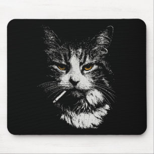Funny Cool Cat Smoking Funny Meme Cigarette Cat Ga Mouse Pad