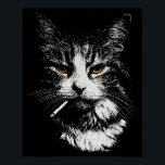 Funny Cool Cat Smoking Funny Meme Cigarette Cat Ga Poster<br><div class="desc">Funny Cool Cat Smoking Funny Meme Cigarette Cat Gang Vintage</div>