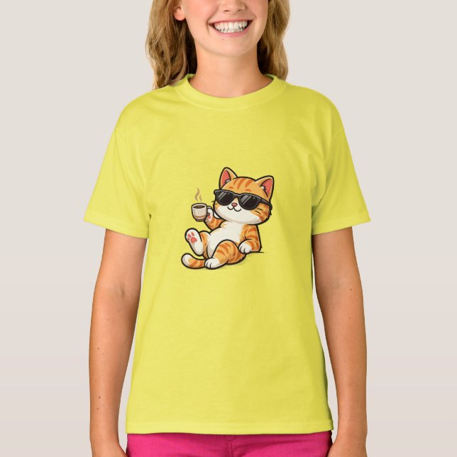 Funny Cool Cat with Sunglasses T-Shirt  (Front)