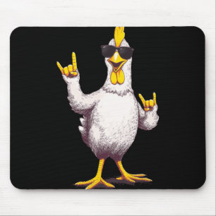Funny Cool Chicken Rock On Poultry Animal Lover De Mouse Pad