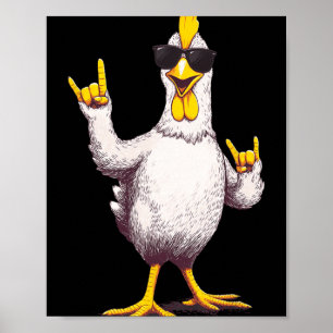 Funny Cool Chicken Rock On Poultry Animal Lover De Poster