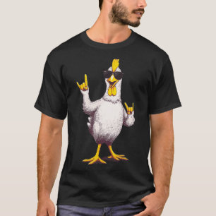 Funny Cool Chicken Rock On Poultry Animal Lover De T-Shirt