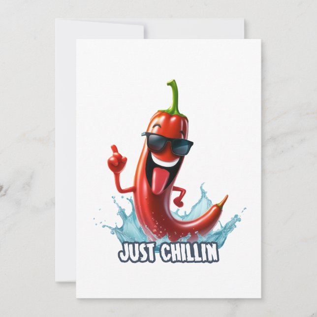 Funny cool chilli pepper for print invitation (Front)