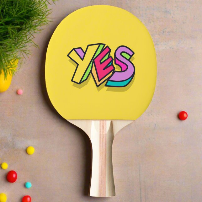 Funny Cool Colourful  "YES"  yellow Trendy Sports  Ping Pong Paddle (Creator Uploaded)