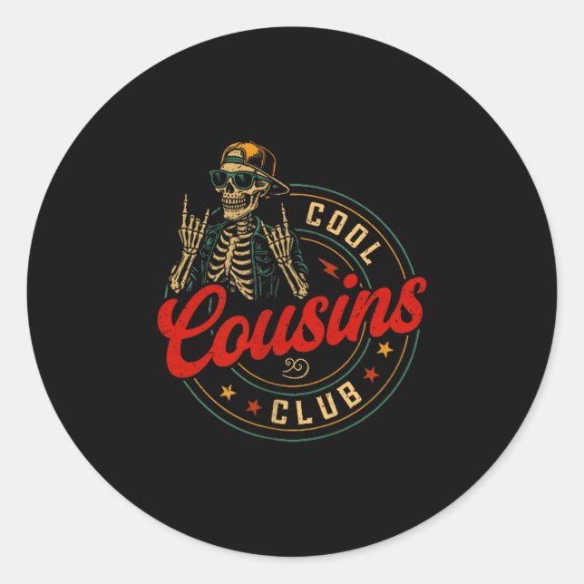 Funny Cool Cousins Club Shirt Cousin Crew Skeleton Classic Round Sticker (Front)