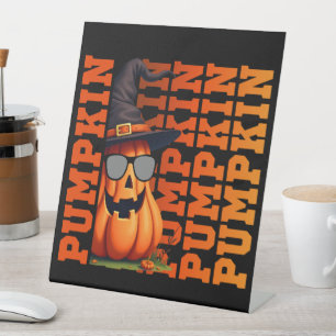 Funny Cool Cute Pumpkin fall autumn Thanksgiving Pedestal Sign