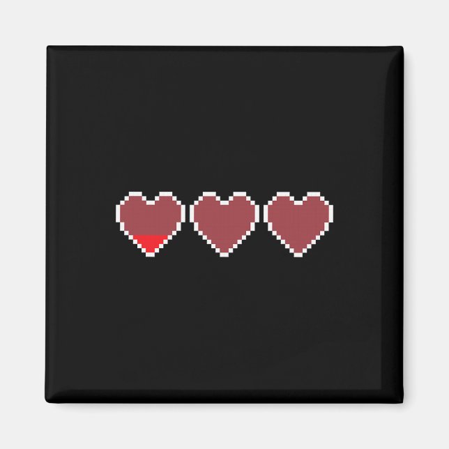 Funny Cool Cute Video Game Hearts Design - Pixel H Magnet (Front)