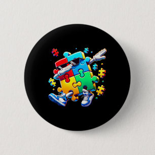 Funny Cool Dabbing Puzzle Piece Autism Awareness C 6 Cm Round Badge