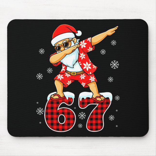 Funny Cool Dabbing Santa Hawaii 67 Meme Christmas  Mouse Pad (Front)