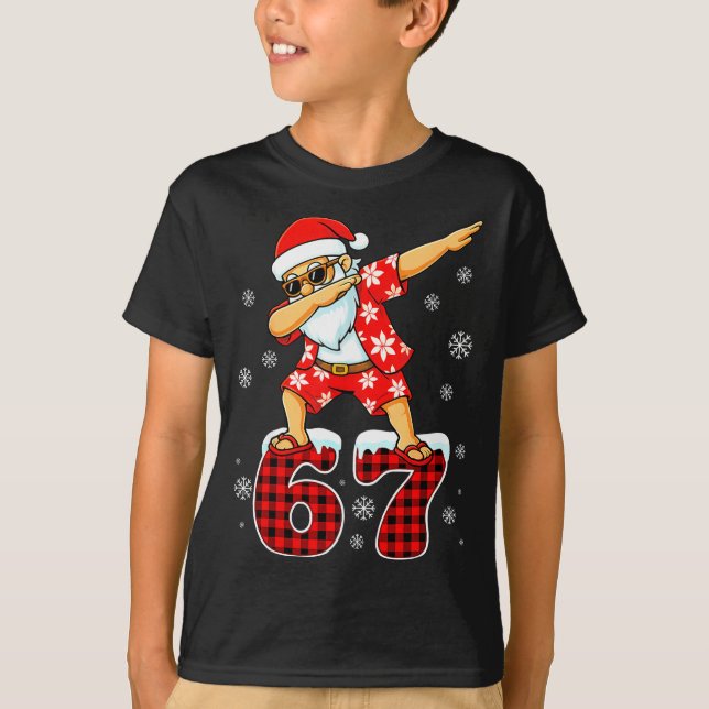 Funny Cool Dabbing Santa Hawaii 67 Meme Christmas  T-Shirt (Front)