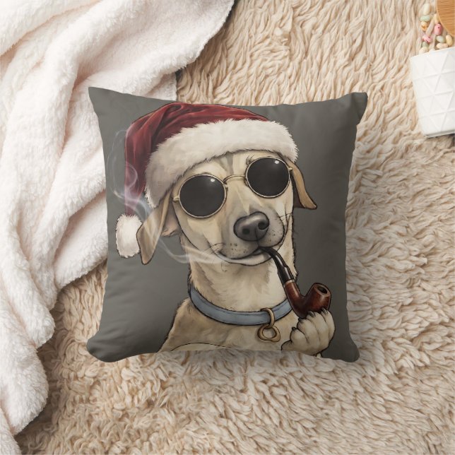 Funny Cool Dog Happy New Year Design Cushion (Blanket)