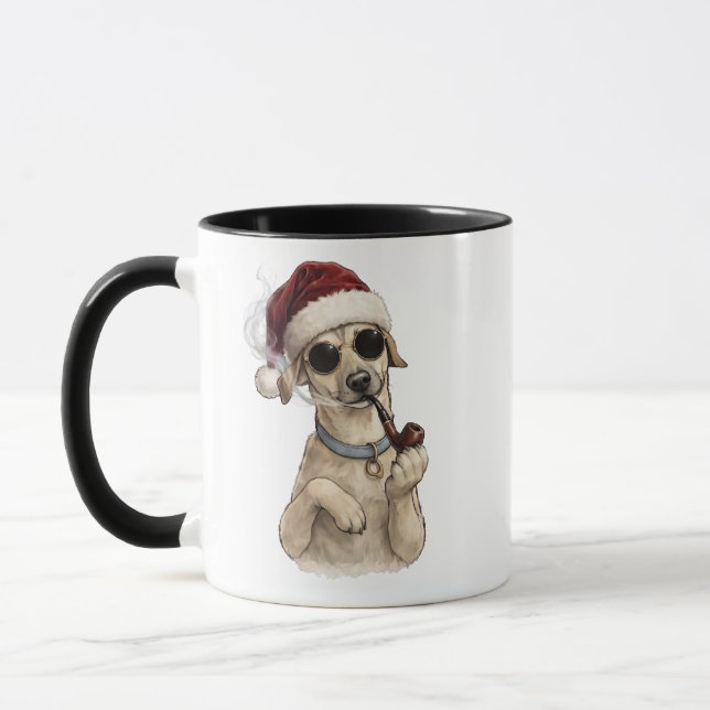 Funny Cool Dog Happy New Year Design Mug (Left)