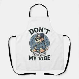 Funny Cool Dog Vibe Vintage Vector T-Shirt Design_ Apron