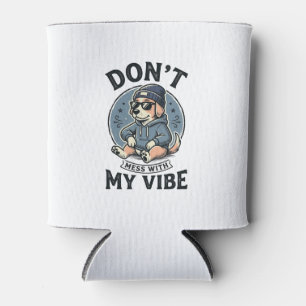 Funny Cool Dog Vibe Vintage Vector T-Shirt Design_ Can Cooler