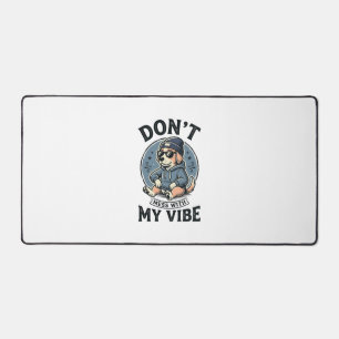 Funny Cool Dog Vibe Vintage Vector T-Shirt Design_ Desk Mat