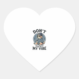 Funny Cool Dog Vibe Vintage Vector T-Shirt Design_ Heart Sticker