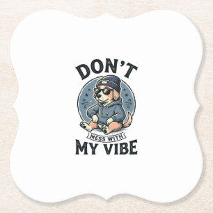 Funny Cool Dog Vibe Vintage Vector T-Shirt Design_ Paper Coaster