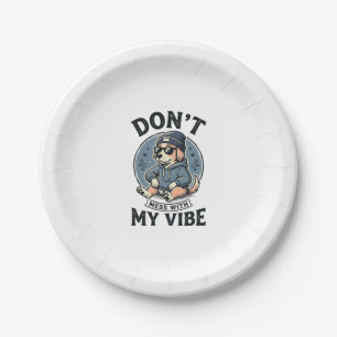 Funny Cool Dog Vibe Vintage Vector T-Shirt Design_ Paper Plate