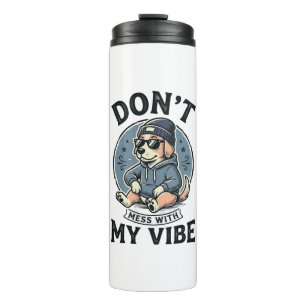 Funny Cool Dog Vibe Vintage Vector T-Shirt Design_ Thermal Tumbler