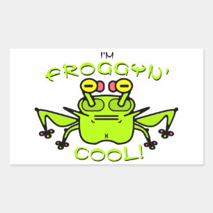 Funny Cool Frog Motto Cartoon Character Rectangular Sticker