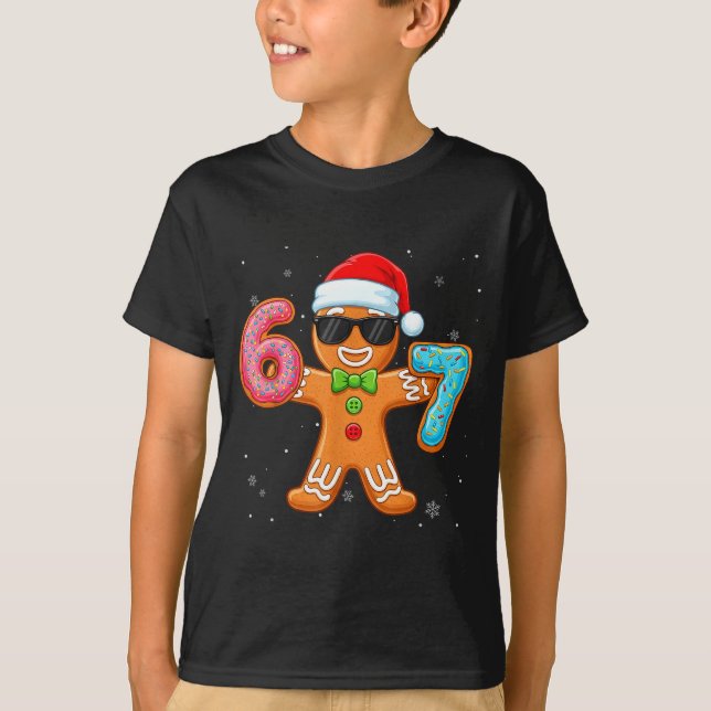 Funny Cool Gingerbread Six Seven 67 Ice Cream Drip T-Shirt (Front)