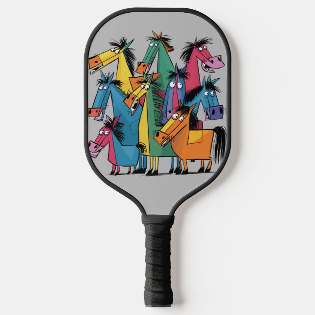 Funny Cool Horses Abstract Art Pickleball Paddle (Front)