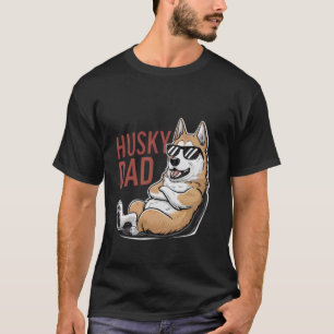 Funny Cool Looking Husky Dad with Sunglasses Dog L T-Shirt