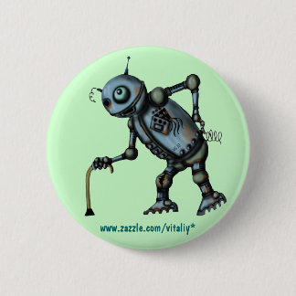 Funny cool old robot button design