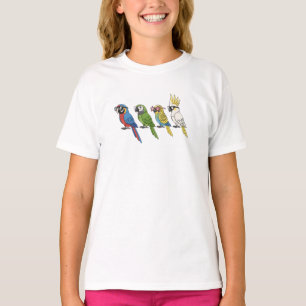 Funny Cool Parrots with Sunglasses Tropical Bird T-Shirt