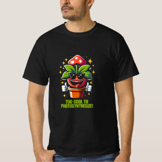 Funny Cool Plant with Sunglasses and Mushroom Hat. T-Shirt