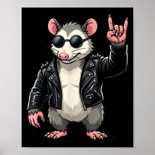 Funny Cool Possum Rock On Music Gift Men Women Kid Poster
