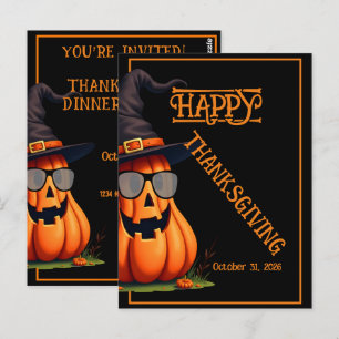 FUNNY COOL PUMPKIN CUTE HAPPY THANKSGIVING PARTY POSTCARD